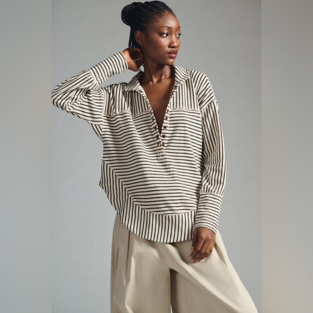 ANTHROPOLOGIE PILCRO Spliced Henley Top - XS